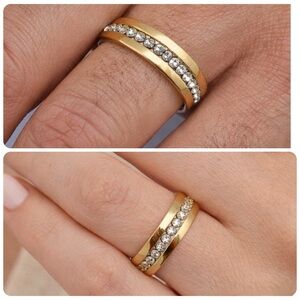 Brand New!! Titanium steel with zircon eternity band